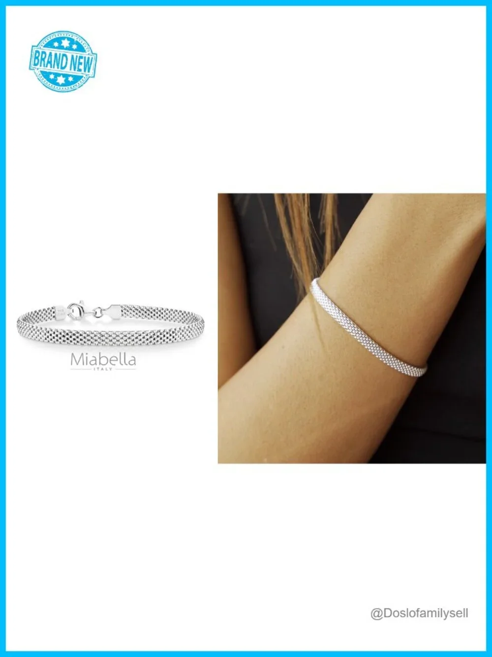 925 Sterling Silver 5mm Mesh Link Chain Bracelet Lobster Claw